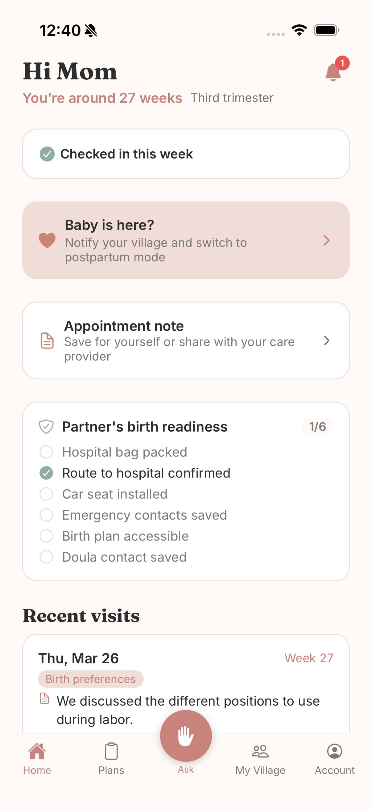 Cradled prenatal home